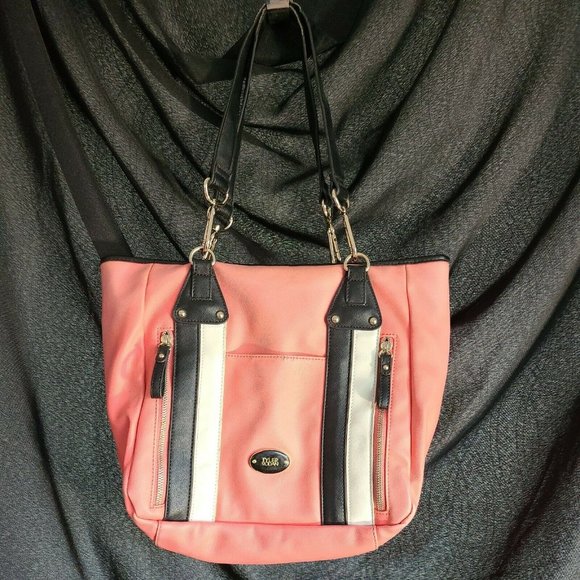 Tyler Rodan Medium Tote Double Handle Purse Pink/Beige/Black Shoulder Bag Lined - Picture 1 of 10